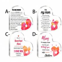 1pc Dearest Mom, Mother's Day Transparent Acrylic Heart Souvenir Gift, Mother And Daughter Pink Silhouette, Best Birthday Gift For Mom, Best Holiday Gift - Ornaments - View 1