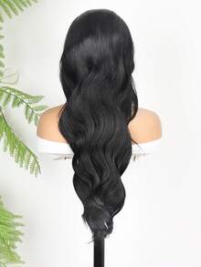 混合假发 - 混合真人发和合成发 180% 密度 13X4 前蕾丝黑色无胶假发，真人发混合波浪前蕾丝假发，真人发混合预剪自然黑色假发，带婴儿发，适合女性（鲍勃假发 6-16 英寸长假发 18-36 英寸）混合发 - 自然色&黑色系 - 查看 3