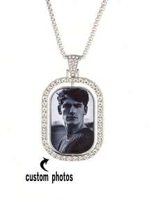 1 Pieza de Collar Personalizado con Fotos, Collar Personalizado con Fotos por Ambos Lados, Cadena Conmemorativa de Hip-Hop con Colgante de Foto Personalizado, Regalo Personalizado Muy Conmemorativo para Novia o Novio