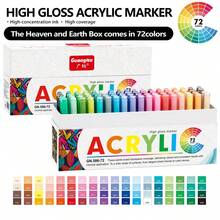 72/168 kolorów markerów akrylowych o wysokim połysku, 1 mm końcówka do pisaków akrylowych, jasne kolory, duża pojemność tuszu, szeroki zakres zastosowań, do malowania skał, płótna, drewna, szkła, ceramiki, tkanin, plastiku, jajek, zestaw akcesoriów malarskich