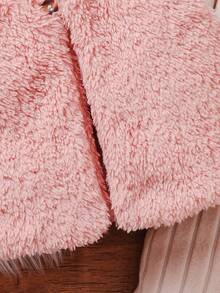 Bhchntiy 3 件套女婴秋冬套装：罗纹心形刺绣连体衣、纯色披肩背心和可爱耳帽，休闲时尚