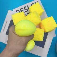 New Cube Cheese Squeeze Toy, Creative Deformable Slow Rebound Square Cheese Stress Relief Toy, Relaxing Mood, Holiday & Birthday Gift - Multicolor - View 3