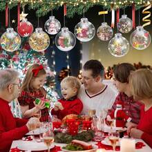 12 paquete de bolas de adorno de plástico transparente rellenables para Navidad, fiestas, bodas, decoración del hogar, decoraciones navideñas, pijamas navideños, regalos navideños, decoración navideña
