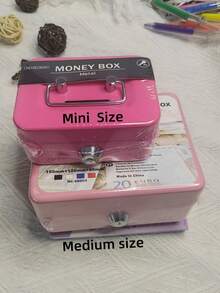 1pc Mini Small Size Secure Metal Cash Storage Box - Money Banks With Key Lock, Top Handle Holder, Adult Piggy Bank, Coin Saver, Cash Register For Daily Office Use, Perfect Halloween, Christmas Gift Idea