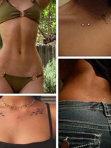 16pcs Stainless Steel Punk Style Hypoallergenic Crystal Body Piercing Jewelry Set, Suitable For Daily Wear By Men And Women