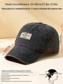 1pc Unisex Light Gray Fabric Strap Adjustable Washed Baseball Cap, Outdoor Fashion - Black+Brown - View 3