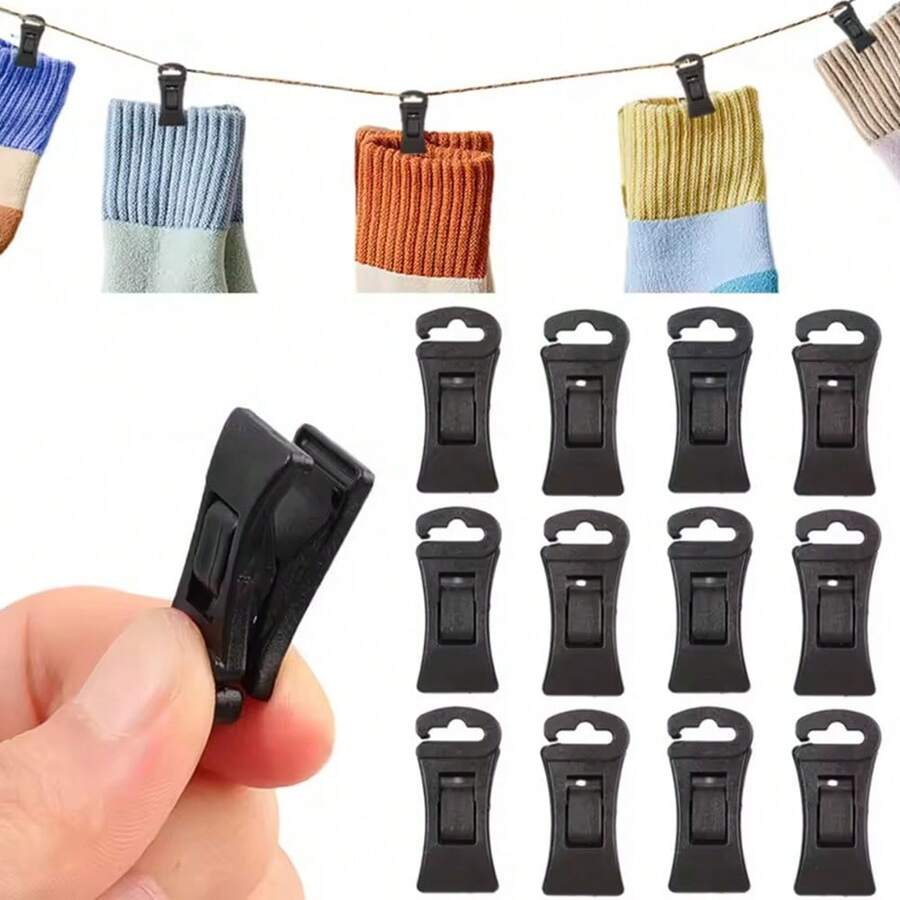 5/10/20PCS Plastic Sock Clips Strong Portable Clothes Pins Multifunctional Traceless Washing Hanger Drying Rack Hooks For Laundry Organization Storage Solutions Bathroom Kitchen Accessories - Multicolor - View 1