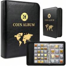 420-Piece Large Capacity Coin Collection Album, Built-In 3 Metal Mechanical Ring Binders, Commemorative Coin Storage Book Coin Album Storage For Collectors, Coin Collection Album Transparent, 26*20*5cm - 黑色 - 查看 2
