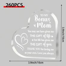 2D Acrylic Heart-Shaped Appreciation Plaque, "For My Special Bonus Mom: Thank You For Giving Me The Most Precious Gift In My Life - Your Love. I Love You Forever!" - Birthday Thank You Gift - Ornaments - View 8