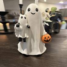 Halloween Ghost Walking Dog Statue Cute Ghost Figurine Holiday Table Centerpieces For Home