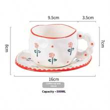 创意咖啡杯碟套装 优质手工陶瓷水杯 手绘简约下午茶杯 拿铁杯 卡布奇诺杯