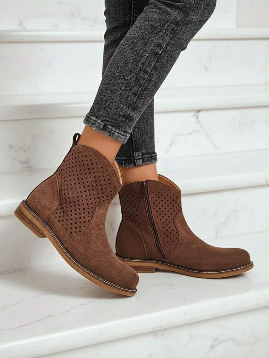 Stivaletti traforati da donna Royalfashion Toffas - Marrone Cioccolato - Visualizzare 1