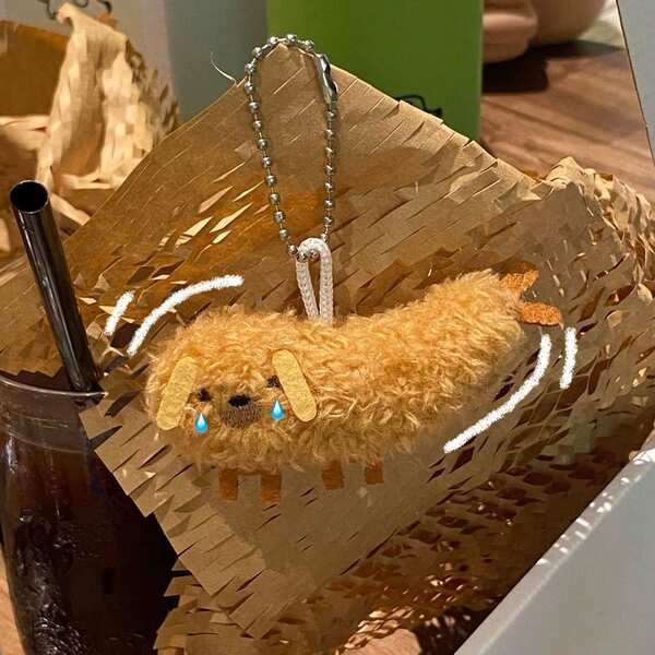 Figura colgante de camarón tempura frito, colgante de cachorro escuálido y divertido, mini llavero, colgante de bolso, regalo de cumpleaños, regalo de Navidad, regalo perfecto