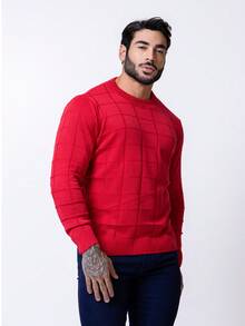 Luxury Knitted Sweater, Men's Blouse, High Quality, Immediate Shipping, Winter, Father's Day - 紅色 - 查看 4