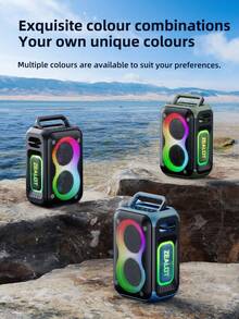 ZEALOT PT02 60W High-Power Wireless Speaker, Portable Outdoor Subwoofer With 1 Speaker, 8000mAh Battery, RGB Lights, Compatible With SD Card/USB/AUX, Supports Dual Speakers, Hands-Free Calling, Suitable For Outdoor Events, Home Parties, Beach Parties