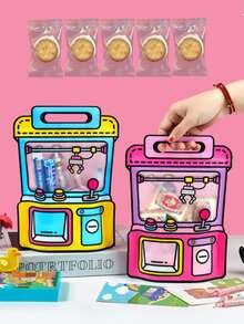 1pc Cute Claw Machine Gift Bags, Snack Bags, Tote Bags. Cute Style, Suitable For Daily Parties And Festivals. Zipper Closed Plastic Snack Gift Bags, Suitable For Birthday Gifts And Party Supplies