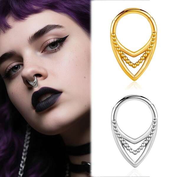 1 pezzo Semplice ed elegante anello per il naso in acciaio inossidabile con forma rotonda e a spina, anello per cartilagine, anello per setto nasale, piercing per uomo e donna