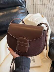 Bolso bandolera de mujer de PU con cierre magnético de solapa, bolso bandolera minimalista y versátil, bolso de mano portátil para ir al trabajo