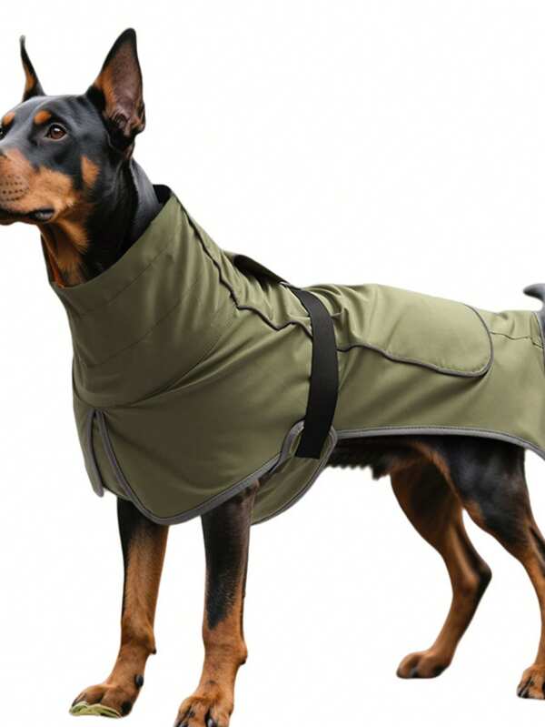 Hunderegenjacke - Wasserdichte Hundewinterjacke, winddicht mit Samtfutter, verstellbare Hunderegenjacke mit reflektierendem Streifen, Grün