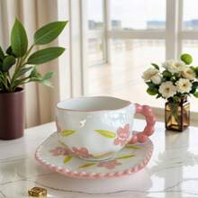 创意咖啡杯碟套装 优质手工陶瓷水杯 手绘简约下午茶杯 拿铁杯 卡布奇诺杯