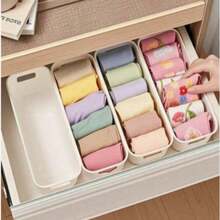 10 Pcs Plastic Storage Boxes, Multi-Functional Underwear And Sock Organizer, Drawer Dividers For Clothes, Bras And Accessories, Durable Closet Organization Containers For Home, Bedroom, Kitchen And Office Use, Space-Saving Storage Solutions To Keep Drawers Neat And Tidy (Lightweight, Washable And Reusable Plastic Material, Not Fragile Glass) - White - View 1