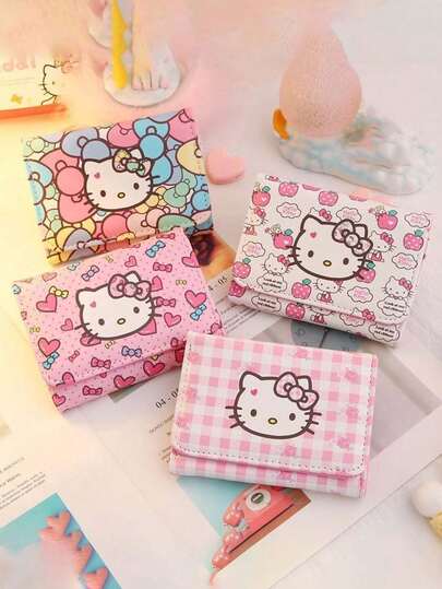 Sanrio 1Pc Sanrios Hello Kittys Cartoon Sweet Cute Wallet Kittys Cat Card Bag Coin Wallet Long Zipper Wallet Large Capacity Coin Purse Multiple Card Slots Birthday Party Gift Change Storage