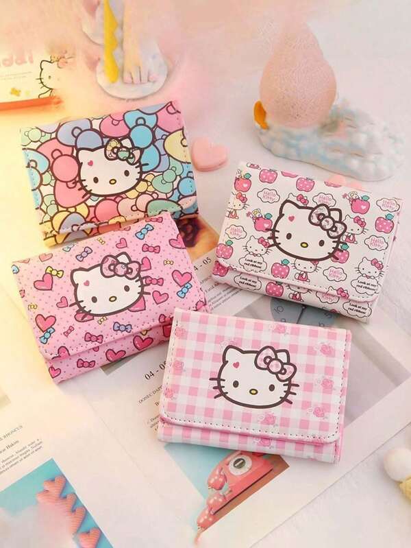 Sanrio 1Pc Sanrios Hello Kittys Cartoon Sweet Cute Wallet Kittys Cat Card Bag Coin Wallet Long Zipper Wallet Large Capacity Coin Purse Multiple Card Slots Birthday Party Gift Change Storage