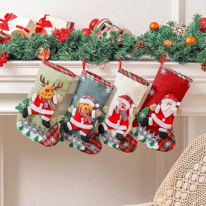 1 Stück große Weihnachts-Jutestrumpf, Weihnachtsgeschenktasche, Weihnachtsbaum-Hängedekoration, Süßigkeitentasche
