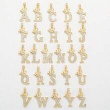 Premium Ins-Style Initial Necklace With An Exquisite 18K -Plated Crown Pendant, Artfully Adorned With Micro-Set Copper Elements And Brilliant Zirconia Crystals To Highlight Its Fine CraftsmanshipStylish Ins-Inspired Initial Necklace Showcasing An 18K -Plated Crown Pendant, Meticulously Crafted With Micro-Set Copper Accents And Sparkling Zirconia Stones To Elevate Its Elegance