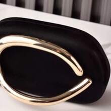 Women's Party Clutch Bag Wedding Bridesmaid Gold Chain Strap Modern Small Elegant - màu đen - Xem 2