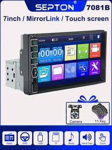 1 件 SEPTON 1 Din 车载收音机 MP5 播放器触摸屏支持汽车镜像链接多媒体播放器支持 SWC/AUX/BT/SD/USB/Mirrorlink/FM/RCA/HD 视频/U 盘适用于 7 英寸通用汽车 - 1 car radio with SWC & camera - 查看 1