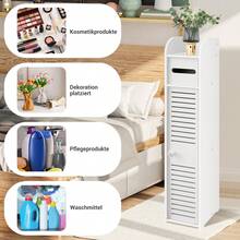 Rigogo 4-Tier Tall Bathroom Cabinet With Door & Drawer - Floor Standing Storage Organizer With Toilet Roll Holder & Shelves | Slim Design For Toilet, Bathroom, Kitchen | Freestanding, Easy Assembly, L 16 Cm X W 17 Cm X H 81 Cm - 白色 - 查看 6