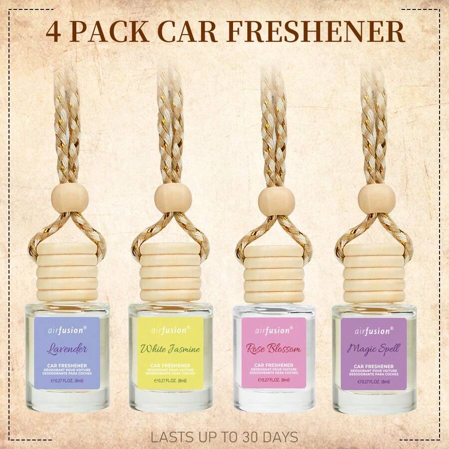 AIR FUSION 4 Pack Hanging Car Air Freshener & Diffuser | 120-Day Long-Lasting Fragrance | 17 Fragrances All Ages - bộ 4 (gói 4) - Xem 1