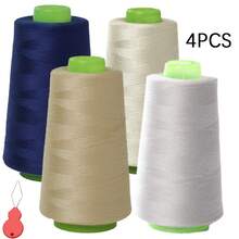 1/3/4/6pcs Elastic Lockstitch Sewing Thread Set, 3000 Yards Spool, 100% Polyester Serger, Overlock, Quilting Thread For Stretchy Fabrics Like Swimwear, Lingerie, Knitwear, Socks, Etc.