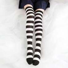 1 Pair Women's Striped Knee High Socks, Fashion Colorful Stripes, Thigh Socks, Long Socks, Girls Socks, Party Socks, Dance Socks, Punk Style, Rockstar, For Daily Wear, Cozy Socks