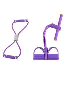 Banda de resistencia en forma de 8 + 4 bandas de resistencia con pedal de tubo, bandas de resistencia para gimnasio en casa - 4 cuerdas elásticas de tracción, bandas de resistencia, para entrenamiento de Body completo, equipo de ejercicio abdominal - mejora la fuerza y la flexibilidad, adecuado para abdominales, fitness, estiramiento corporal