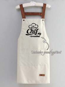1pc Custom Apron For Dad Father Men Women Custom Text Logo Chef Cooking Kitchen Apron Personalized Kitchen Waterproof Apron Custom Logo Name Chef Cooking Apron Perfect For Mom Husband Girlfriend Boyfriend Father's Day Valentine's Day Mother's Day Birthday Anniversary Graduation Wedding Love Unique