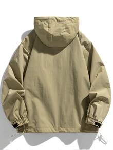 Men's Long Sleeve Casual Patchwork Hooded Drawstring Jacket , Spring/Autumn Outerwear