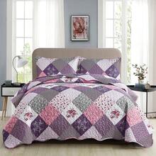 Bedspread 220x240 240x260 Blue Patchwork Bedspread Quilted Bedspreads Flower Pattern Quilted Microfiber Checked Bedspread With 2 Pillowcases 50x75 - Màu tím - Xem 9