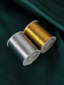 Metal Wire Embroidery Thread, Silver & Gold Metallic Embroidery Floss, Polyester Sewing Thread Spool For Embroidery - Multicolor - View 2