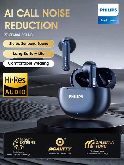 Philips TWS Bluetooth wireless headphones, TAT1199,AI noise reduction,Spatial sound effects, long battery life, Low latency, waterproof for sports, non-pressure to wear
