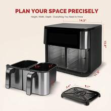 MIRASTON Upgraded Large 10QT Dual Air Fryer, Digital Touchscreen, Perfect For Shoppers!  Crispy Delights In Minutes! Features:Smart Presets,Nonstick Basket,Easy Clean,Compact Design,Hosting A Girls' Night? Whip Up Guilt-Free Sweet Potato Fries In Minutes,Ideal Gift, For Festive Occasions,Mother's Day Gift,Kitchen Appliances,  Kitchen Accessories - 查看 3