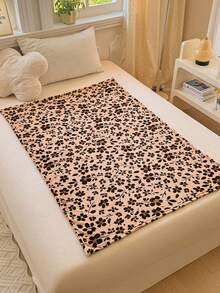 1 pieza Manta gruesa y cálida con estampado de flores y leopardo marrón, manta suave y cómoda para decoración del hogar, adecuada para cama, sofá, oficina, habitación, dormitorio, lavable a máquina