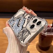 Y2K Cute Double Dragon Pattern Phone Case For IPhone 17 Air 16 15 14 13 12 11 Pro Max X XR XSMAX 8 7 Plus Shockproof Transparent Soft Back Cover - 無色 - 查看 5