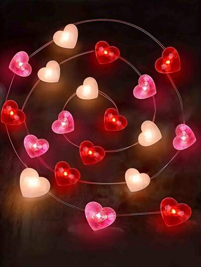 20 luces LED con forma de corazón - Rojo y rosa, decoración interior romántica, adecuada para bodas, Día de San Valentín, fiestas, funciona con pilas (pilas no incluidas), material de plástico, brillo cálido, adecuado para decoración interior, dormitorio DIY, cumpleaños, boda, regalo de Navidad, ambiente romántico, decoración del Día de San Valentín | Luces con forma de corazón | Plástico duradero | Aniversario | Iluminación de escenario y compromiso | Mejorar el ambiente del evento | Luces con forma de corazón | Iluminación de fácil control, luces de boda.