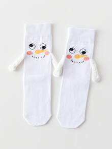 1/2/5 pares de calcetines magnéticos para parejas, calcetines con patrón navideño lindo que se unen automáticamente, calcetines cómodos hasta el tobillo para primavera y otoño - Multicolor - Ver 9