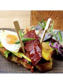 100 Espetos de Bambu para Frutas, Espetos de Frango Grelhado, Palitos de Churrasco, Garfos para Vegetais e Frutas, Palitos de Dente Apetitosos, Adequados para Festas de Aniversário, Casamentos, Reuniões de Feriados, Utensílios Descartáveis, Natal