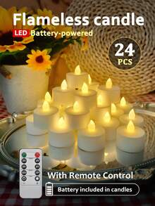 6/12/24 PCS Flameless Candle Lights With Timer/Remote Control, LED Tea Lights, Electric LED Candles, 3D Flickering Flame Candles, Long Burning Time, Wishing Candles, Suitable For Seasonal, Proposal, Party, Halloween, Christmas, Living Room, Party Decor, [Energy Efficiency Class A++] - 暖白光 - 查看 1