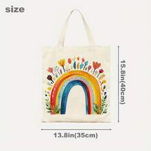 1pc Floral Canvas Tote Bag - Reusable Grocery And Shoulder Bag Women, Book And Daily Storage, Commuting, Travel, Shopping, School, Holidays