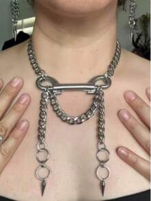 1pc Fashionable Creative Star Cone Geometric Pendant Necklace, Minimalist Gold/Silver Unisex Necklace Suitable For Party, Gathering, Outing, Performance, Music Festival, Daily Outfit Matching